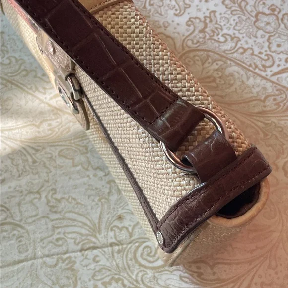 ANTONIO MELANI Woven Straw Brown and Tan Shoulder Bag - Picture 5 of 9